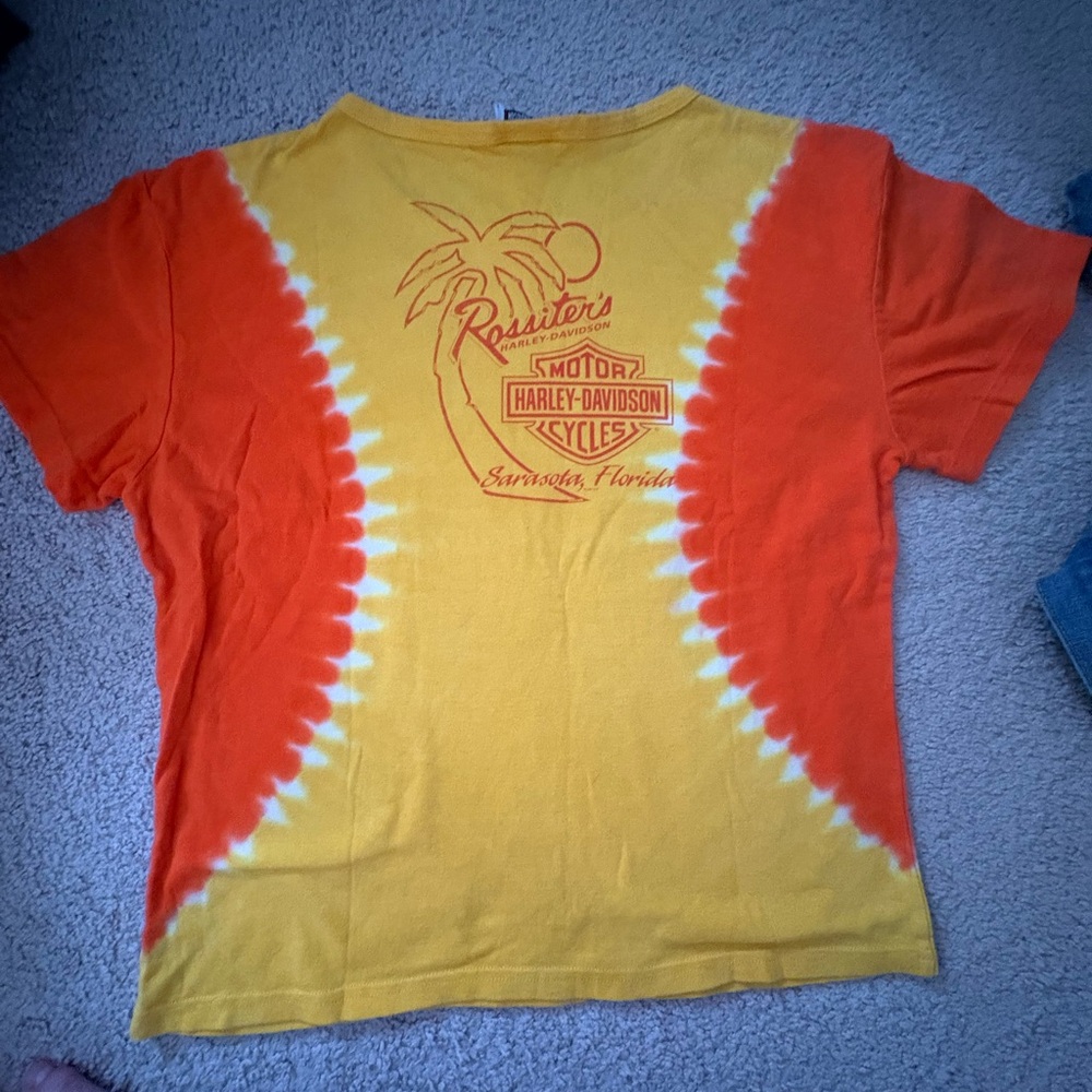 Harley-Davidson Tie Dye Graphic Tee 2004 Rossiter’s Sarasota Florida Women’s S/M - Picture 10 of 11